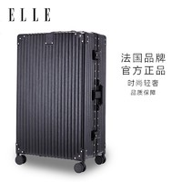 ELLE 她 法国ELLE铝框时尚拉杆箱万向轮行李箱女士旅行箱TSA密码箱 黑色 29英寸 需托运