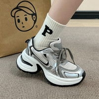 赵露思同款老爹鞋女鞋子2024春季百搭厚底增高爆款休闲运动鞋 银色☆ 37