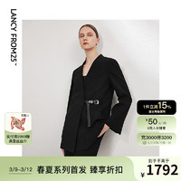 朗姿 羊毛设计感气质西服外套女2024年春季西装 黑色 M