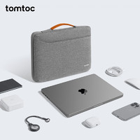 tomtoc极简手提电脑包防泼水保护套适用于苹果MacBook Pro/Air M2 浅麻灰 14英寸