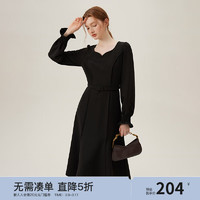 范思蓝恩 法式小黑裙 心型领连衣裙