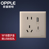 欧普（OPPLE）照明磨砂开关插座空调插座五孔面板暗装多孔家用W18 USB快充五孔
