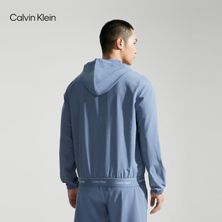 Calvin Klein【速干】运动24春夏男撞色织带跑步训练服连帽运动外套4MS4O525 420-晚波蓝 L