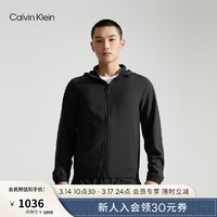 卡尔文·克莱恩 Calvin Klein 运动24春夏男撞色织带跑步训练服连帽运动外套4MS4O525 001-太空黑 L