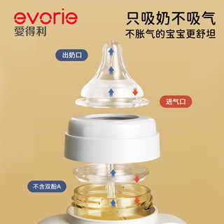 爱得利（evorie）奶瓶6个月以上PPSU奶瓶带手柄重力球宽口径耐摔宝宝吸管奶瓶 绿色牛油果 180ml