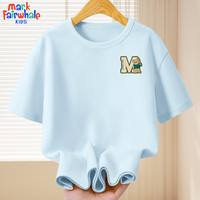 马克华菲男童短袖t恤夏季2024儿童半袖纯棉男孩上衣休闲夏装打底衫潮 m棒球熊K晴空蓝 150