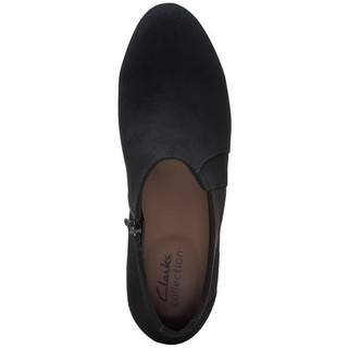 其乐（Clarks）女鞋厚底高跟鞋皮靴浅口细跟 时尚精致春夏16659010 Black Suede 5=35