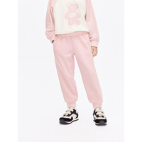 Little MO&CO. little moco童装24春装男女童休闲运动风松紧腰卫裤长裤子 水粉色 160/64