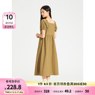 热风（Hotwind）连衣裙女2024年夏季新款女士收腰度假风休闲显瘦连衣裙 02棕色 
