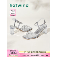 热风2024年夏季女士舒适粗跟鞋透明水晶鞋仙女风凉鞋拖鞋法式优雅 13银色（H56W4601） 34 正码