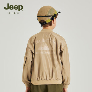 Jeep吉普童装儿童外套2024春秋夹克美式飞行员上衣男童休闲春装 卡其 120cm