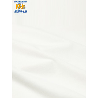 Skechers斯凯奇男女童针织套头卫衣春秋季儿童运动上衣L124K036 雪白色/00QF 150cm