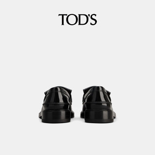 TOD'S【明星同款】2024春夏皮革横条乐福鞋小皮鞋舒适单鞋 黑色 38