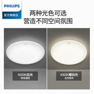 飞利浦（PHILIPS）卧室吸顶灯现代简约卧室灯圆形灯具阳台灯走廊过道灯led灯 【店长力荐】卧室24w 6500K