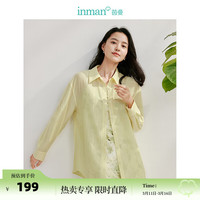 茵曼（INMAN）莱赛尔凉感收腰薄荷曼波衬衫2024春夏季女装宽松长袖衬衣 柠檬黄 L