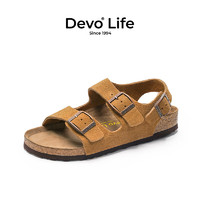 Devo LifeDevo软木鞋真皮绑带凉鞋男鞋 2627 黄棕色反绒皮 38