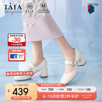 他她（TATA）2024春时尚甜美复古玛丽珍高跟女单鞋7YA08AQ4 白色 36