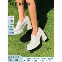 史蒂夫·马登 STEVE MADDEN/思美登秋季方头粗跟高跟乐福鞋女 FAR-OUT 米白色 36