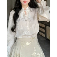 倪江 春装汉服套装裙女生穿搭国风白色衬衫新中式马面裙两件套2024年