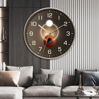 默泰时记家用时尚时钟挂墙艺术北欧装饰钟石英钟挂钟客厅简约钟表 G51 8英寸