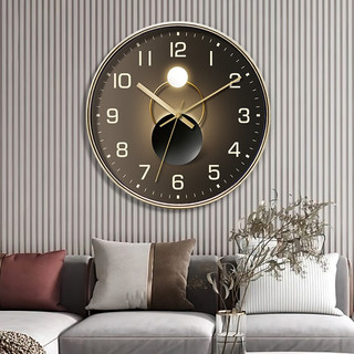 默泰时记家用时尚时钟挂墙艺术北欧装饰钟石英钟挂钟客厅简约钟表 G51 8英寸