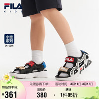 FILA斐乐童鞋儿童凉鞋夏季小童儿童休闲运动抗菌舒适凉鞋 黑/火红-男-BF 26码(内长16cm)