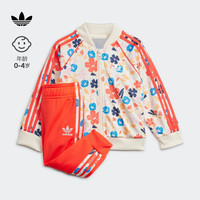 adidas运动长袖套装女婴童春季阿迪达斯三叶草IR9639 奇妙白/浅蓝/浅红 98CM