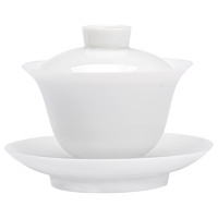 白瓷盖碗茶杯单个高档陶瓷三才泡茶碗带盖大号不烫手功夫茶具套装