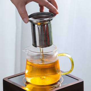 MULTIPOTENT高硼硅耐热玻璃茶壶泡花茶壶玻璃条纹钢漏泡茶壶