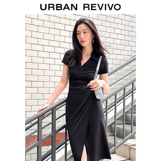 URBAN REVIVO UR季女装通勤不对称连衣裙UWG732055 黑色 S