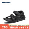 斯凯奇（Skechers）魔术贴露趾凉鞋男子运动休闲沙滩鞋51722 全黑色 43