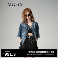 MO&Co.精致金扣中袖短款复古牛仔夹克外套薄款设计感小众 牛仔蓝色-第2批 M/165