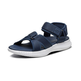 斯凯奇（Skechers）魔术贴露趾凉鞋男子运动休闲沙滩鞋51722 海军蓝色 39.5 