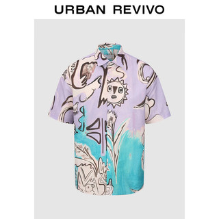 UR2024夏季男装休闲街头创意图案超宽松开襟衬衫UML240033 丁香紫_14 M
