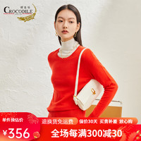 鳄鱼恤女士100%山羊绒圆领套头针织打底衫毛衣基础款纯羊绒衫女 大红 95(160/84A)