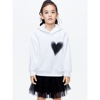 little MO&Co.little moco童装24春装女童亲子装 爱心欧根纱长袖连帽卫衣 本白色 160/76