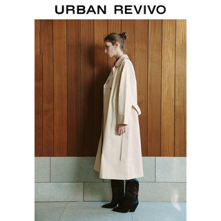 URBAN REVIVO UR2024春季女装简约气质长款宽松质感风衣外套UWH140011 卡其 S