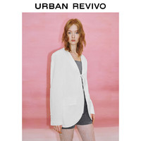 URBAN REVIVO UR2024春季女装都市通勤气质风V领系带西装外套UWU140027 米白 S