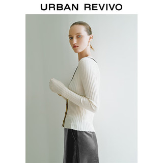 URBAN REVIVO UR2024春季女装小香气质修身针织开衫UWG940030 米白 S