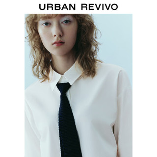 UR2024春季新款女装都市航海系列领带宽松开襟衬衫UWU240012 