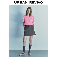 UR2024春季女装都市休闲工装风百搭短款A型半裙UWU540022 冷灰 XS