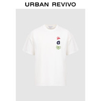 UR2024夏季男装休闲撞色趣味图案毛巾绣圆领T恤衫UML440046 本白 M