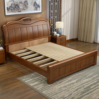 优尚雅轩 中式实木床1.8米现代双人床经济型1.5m工厂直销简约木床主卧婚床