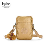 kipling 凯普林 男女款轻便小巧出街小包斜挎包手机包TALLY 金属金棕色