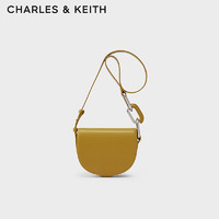 CHARLES&KEITH复古绗缝单肩斜挎马鞍包包女包女士CK2-80781746 Mustard黄褐色 M