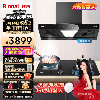 Rinnai 林内 家用烟灶套装23立方挥手智控自清洗欧式油烟机5.2kW可调节底盘定时灶