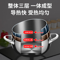 HZIB/赫巴茲 赫巴茲 蘋果湯鍋304食品級加厚不銹鋼湯鍋