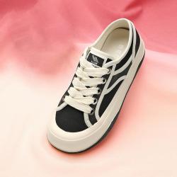 belle百丽休闲帆布鞋女春季新女鞋复古板鞋厚底小白鞋