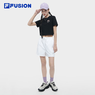 FILA FUSION斐乐潮牌女子针织短袖衫2024夏季时尚T恤 正黑色-BK 185/104A/XXXXL