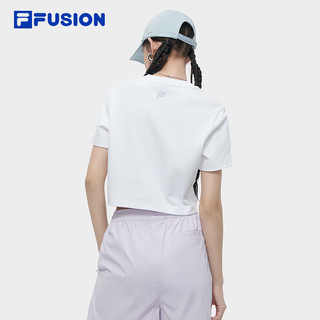 FILA FUSION斐乐潮牌女子针织短袖衫2024夏季时尚T恤 标准白-WT 175/92A/XL